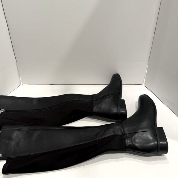 MICHAEL KORS Womens Black Round Toe Stacked Heel Zip-up Leather Boots Shoes 5.5 - Picture 12 of 16